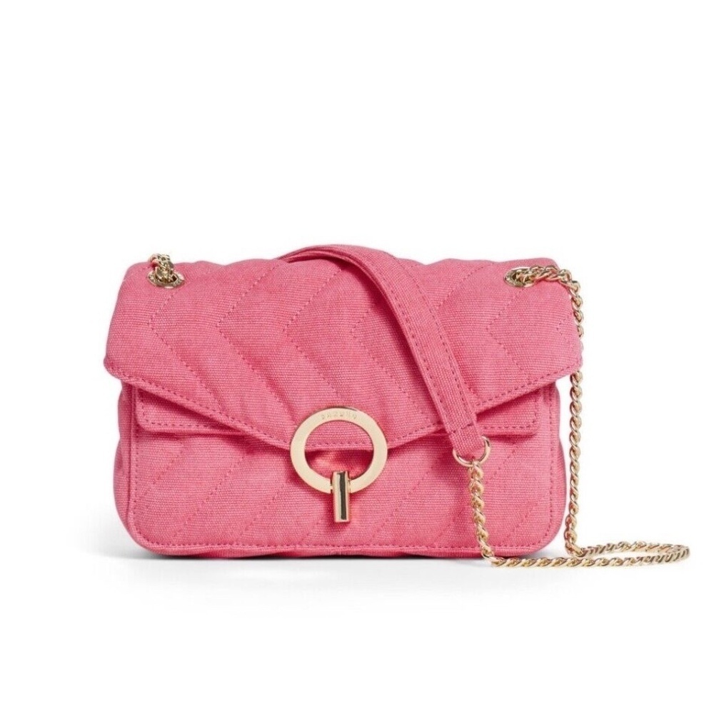 Sandro Yza Quilted Canvas Shoulder Bag Pink